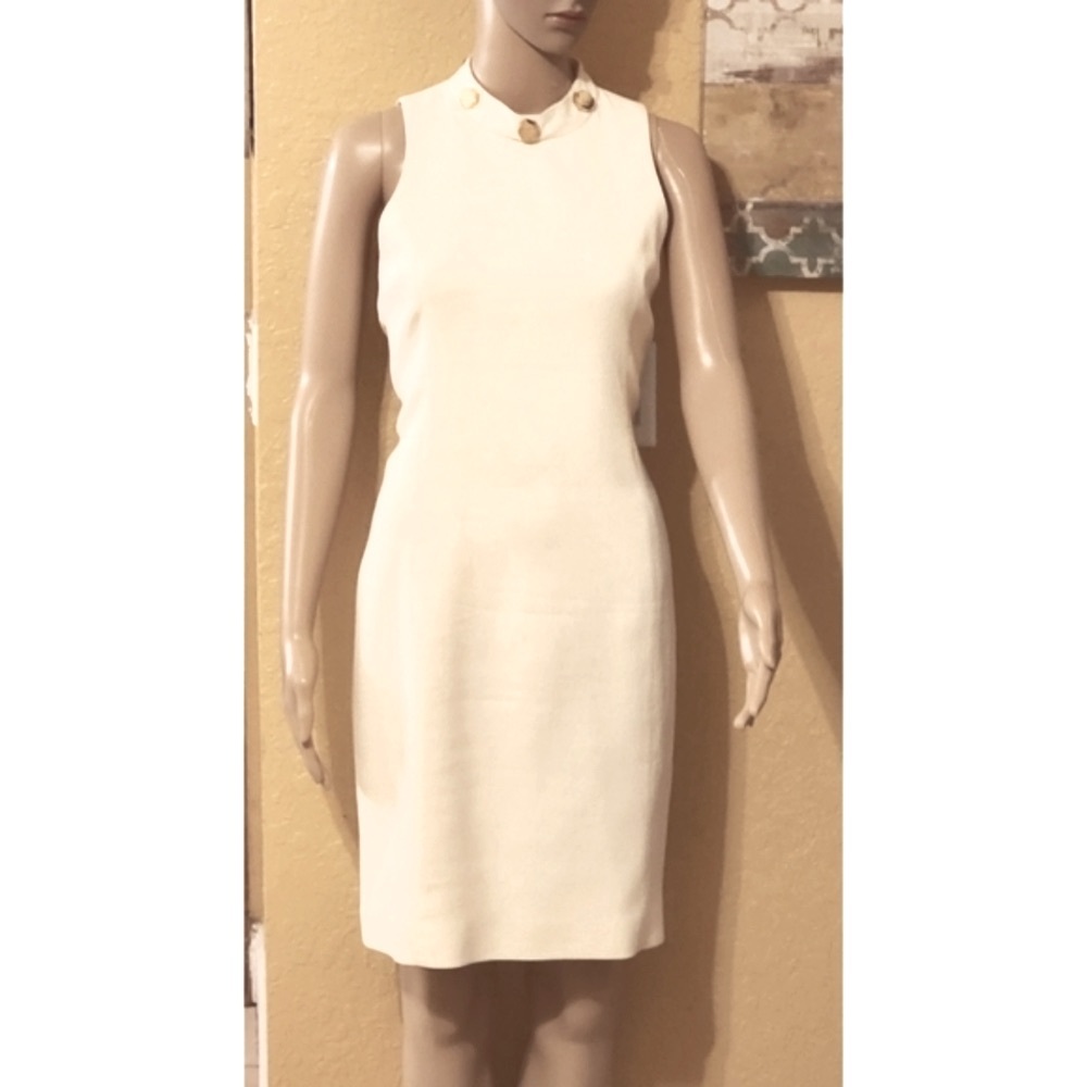 GRACE MMXIII Crystal Dress Sleeveless, Off-White, Gold-Toned Embellishments